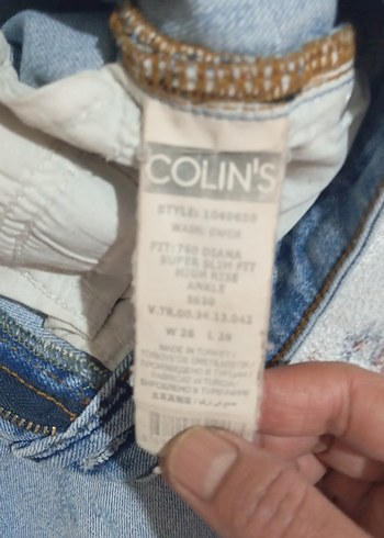 Düğmeli Mavi Rahat Kesim Kadın Kot Pantolon - Görsel 3