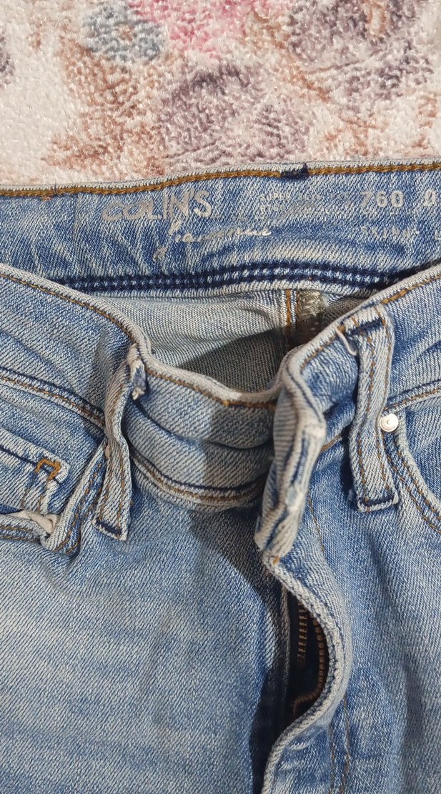 Düğmeli Mavi Rahat Kesim Kadın Kot Pantolon - Görsel 2