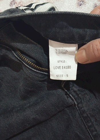 Düğmeli Gri Denim Mini Etek - Görsel 4