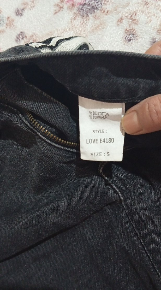 Düğmeli Gri Denim Mini Etek - Görsel 4