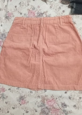 Düğmeli Pembe Mini Etek - Görsel 2