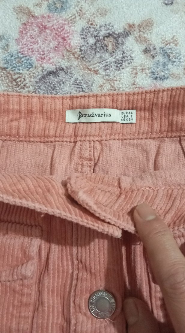 Düğmeli Pembe Mini Etek - Görsel 3