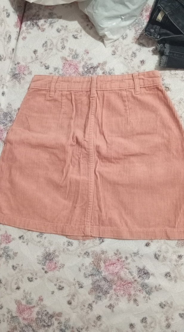 Düğmeli Pembe Mini Etek - Görsel 2