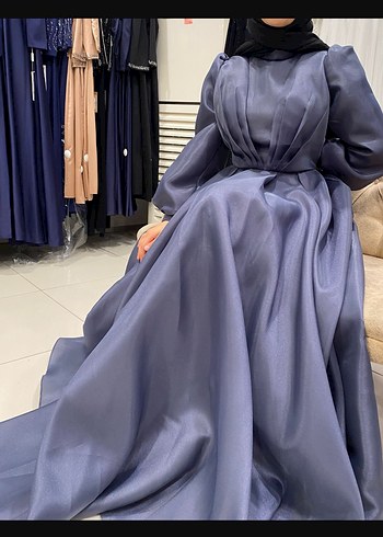 Mor Uzun Kollu tesettür Kadın Elbisesi - Görsel 3