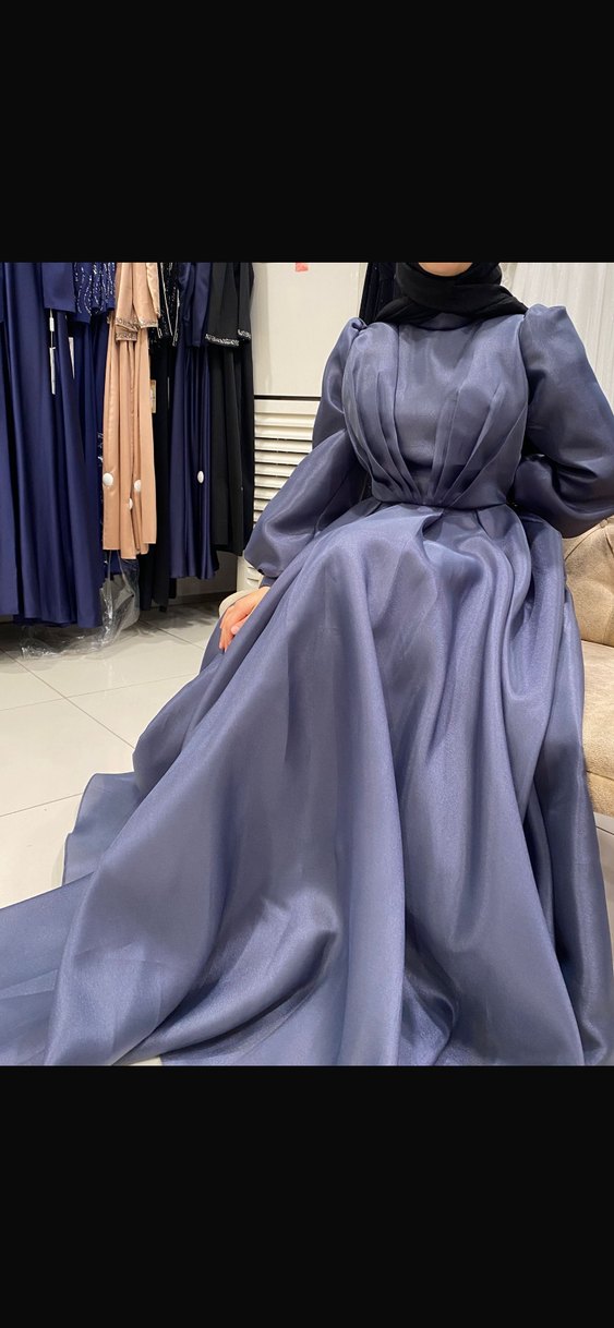 Mor Uzun Kollu tesettür Kadın Elbisesi - Görsel 3