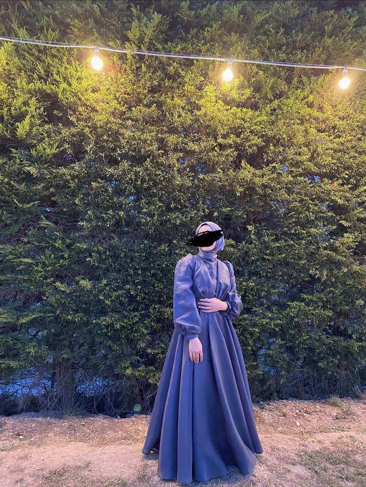 Mor Uzun Kollu tesettür Kadın Elbisesi - Görsel 2