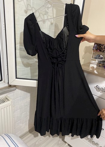Koton V Yaka Siyah Midi Goth Elbise