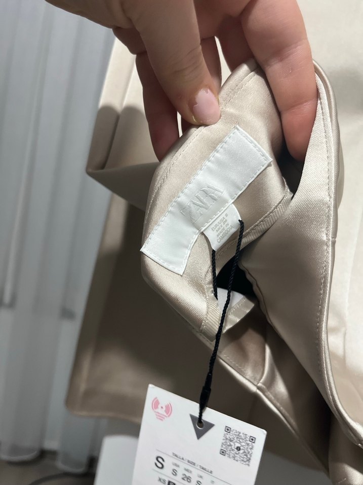 Zara Bej bal rengi kadın saten pantolon - Görsel 3