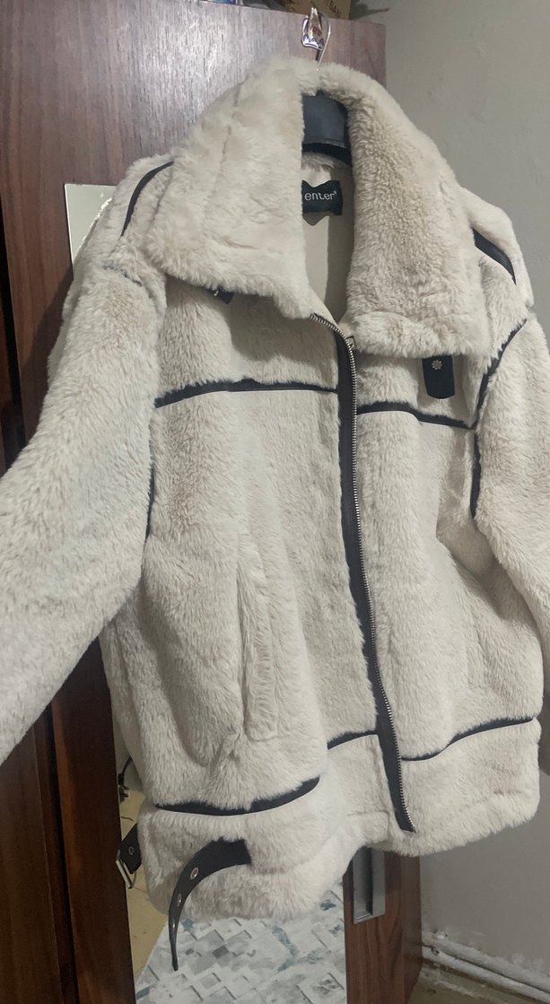 Krem Suni Kürklü Kadın Kışlık Mont - Görsel 2