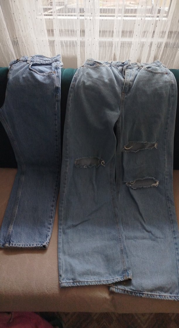 Kadın Mavi Bol Kesim Denim Jean - Görsel 2