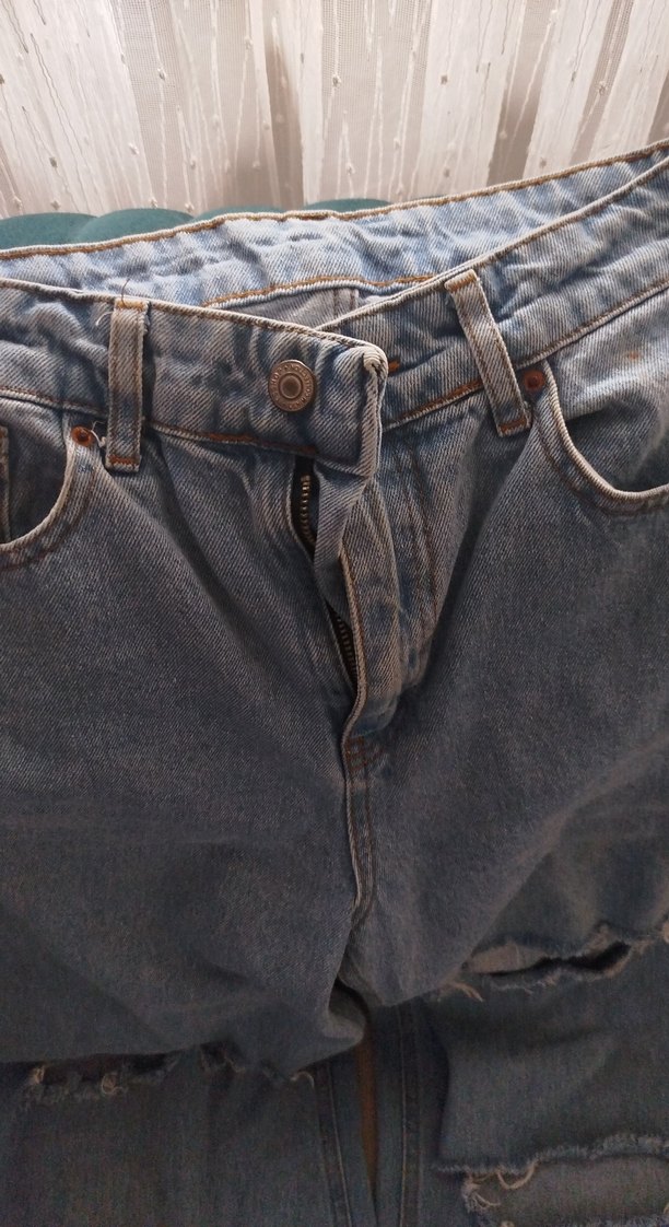 Kadın Mavi Bol Kesim Denim Jean - Görsel 3