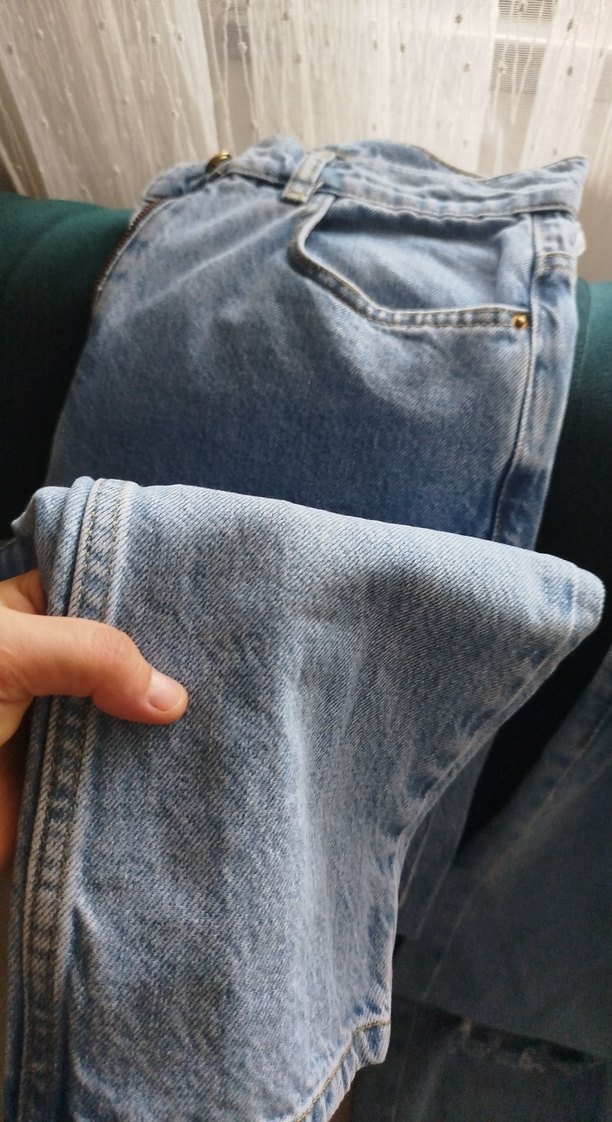 Kadın Mavi Bol Kesim Denim Jean - Görsel 4