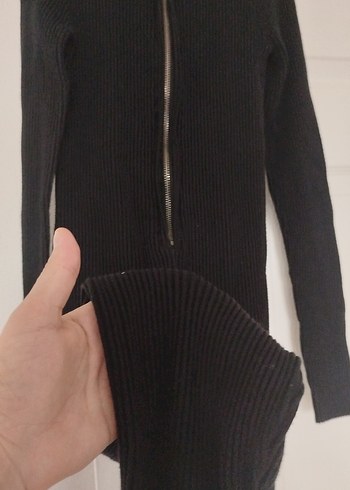 Siyah Yırtmaçlı Uzun Kadın Elbise - Görsel 2