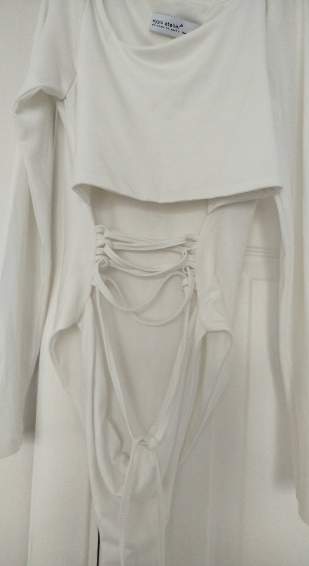 Beyaz Drapeli Mini Tişört - Görsel 2