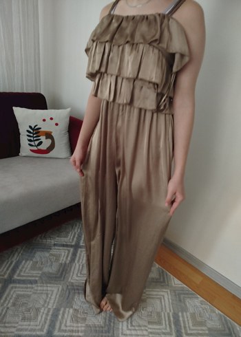 Bej Kadın Fırfırlı Uzun Tulum - Görsel 4
