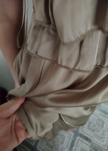 Bej Kadın Fırfırlı Uzun Tulum - Görsel 2