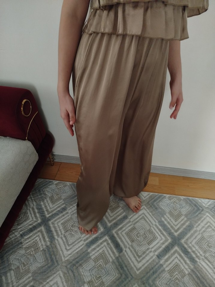 Bej Kadın Fırfırlı Uzun Tulum - Görsel 3