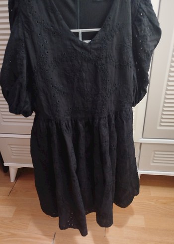 V Yaka Siyah Midi Gotik Elbise - Görsel 6