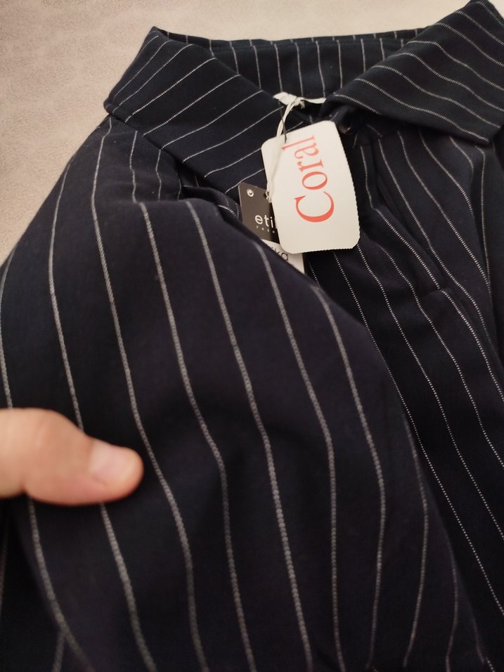 Lacivert Pilili Mini Etek - Görsel 3