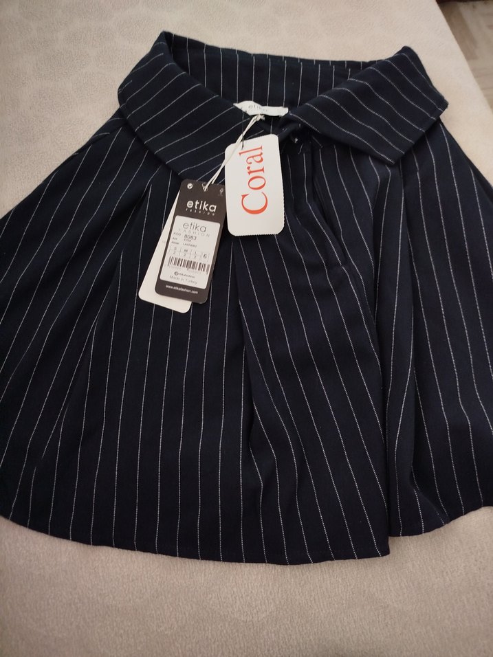 Lacivert Pilili Mini Etek - Görsel 4