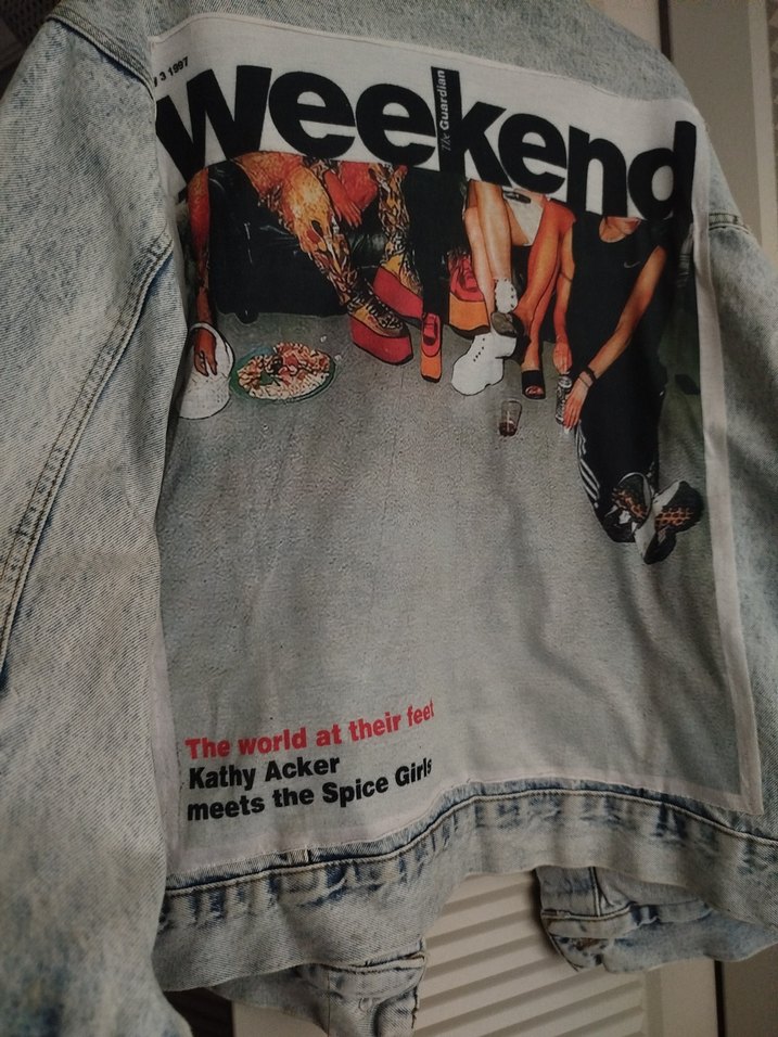 Kadın Gri Baskılı Denim Ceket - Görsel 2