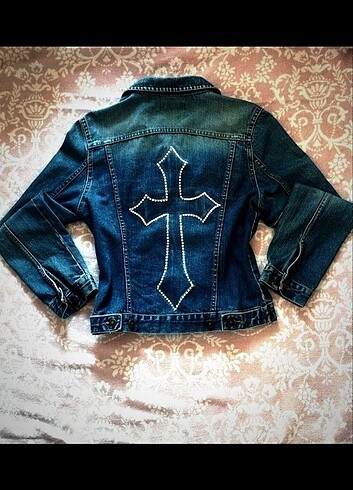 Diğer Vintage gothic haçlı kot ceket