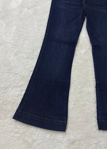 Lacivert Midi Boy Bohem Stil Kadın Kot Pantolon - Görsel 2