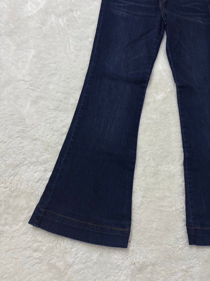 Lacivert Midi Boy Bohem Stil Kadın Kot Pantolon - Görsel 2