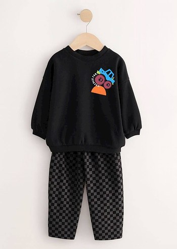 Diğer Renkli Baskılı Erkek Bebek Sweatshirt Takım