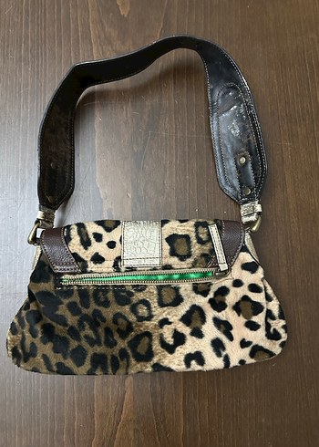  Beden Kahverengi Leopar Desenli Vintage Guess Kol Çantası