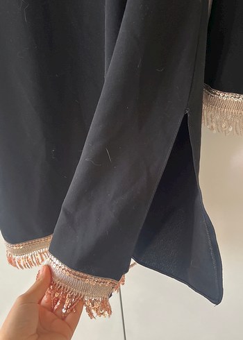 Siyah Nakışlı Uzun Kollu Kadın Elbise - Görsel 2