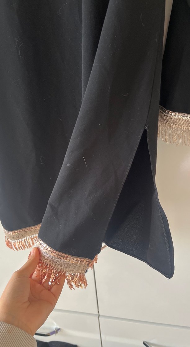 Siyah Nakışlı Uzun Kollu Kadın Elbise - Görsel 2