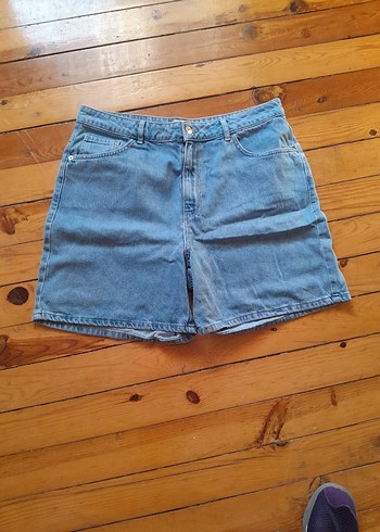 Kadın Mavi Mini Rahat Kesim Denim Şort