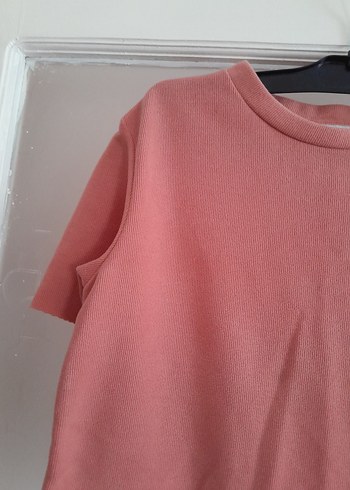 l Beden Pembe Basic Kısa Kollu Tişört crop