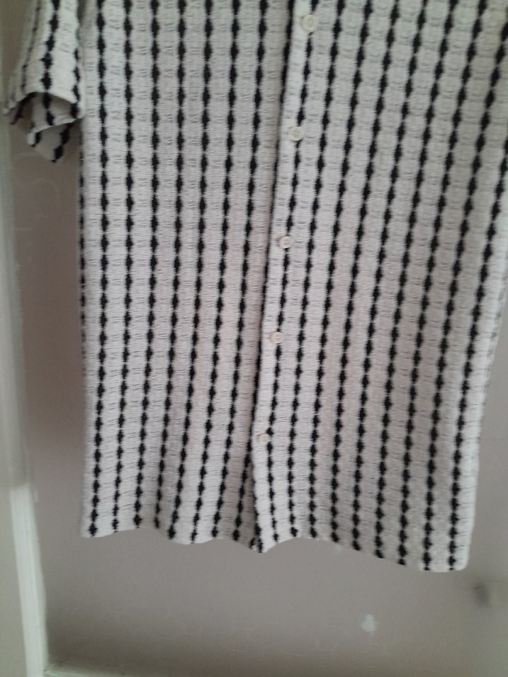 Düğmeli Kısa Kollu Erkek Keten Gömlek - Görsel 4