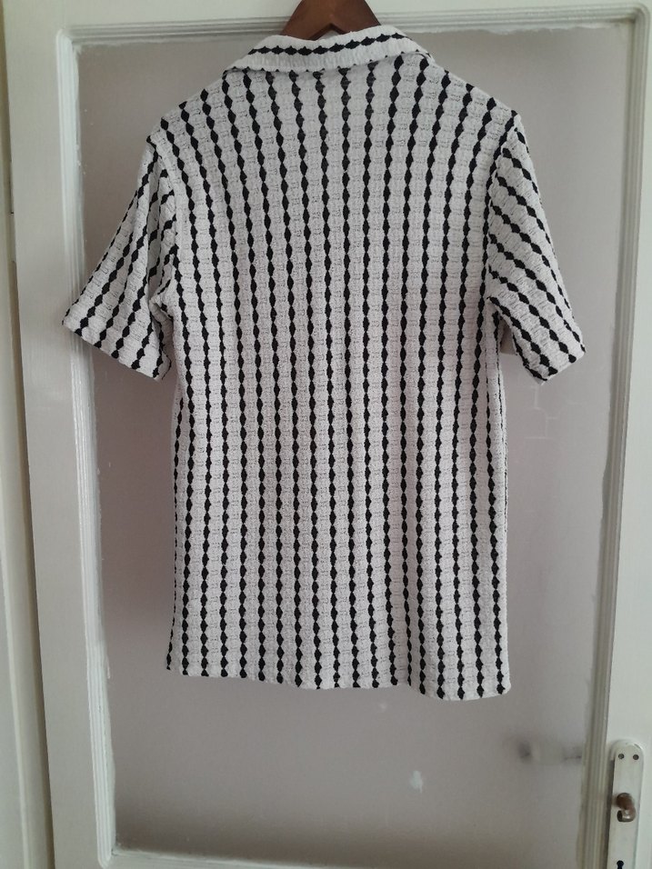 Düğmeli Kısa Kollu Erkek Keten Gömlek - Görsel 5