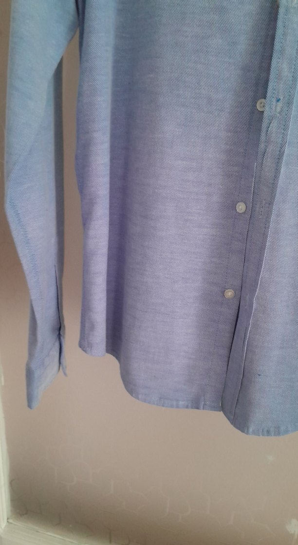 Erkek Mavi Uzun Kollu Düğmeli Gömlek ORJİNAL - Görsel 4