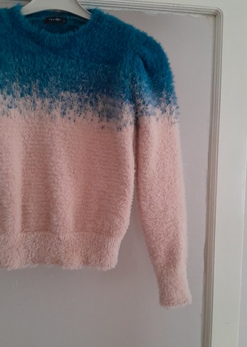Zara Pembe Mavi Tie-Dye Örgü Kadın Kazak