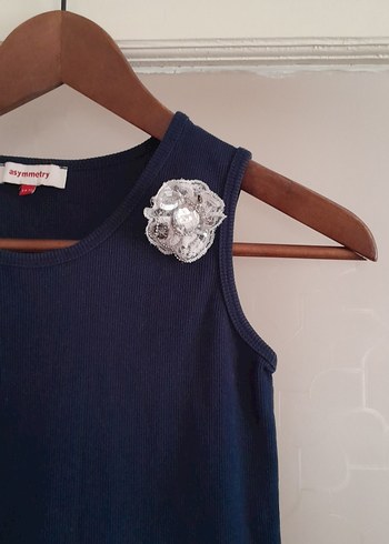 Kız Çocuk Lacivert Denim Düğmeli tişört - Görsel 3