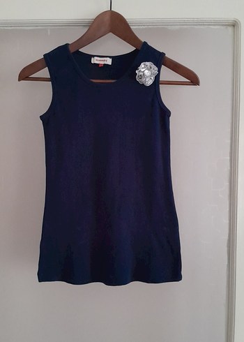 Kız Çocuk Lacivert Denim Düğmeli tişört - Görsel 2