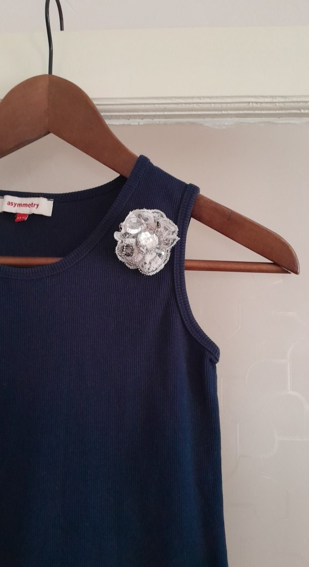 Kız Çocuk Lacivert Denim Düğmeli tişört - Görsel 3