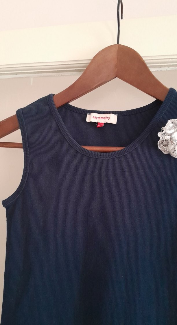 Kız Çocuk Lacivert Denim Düğmeli tişört - Görsel 4