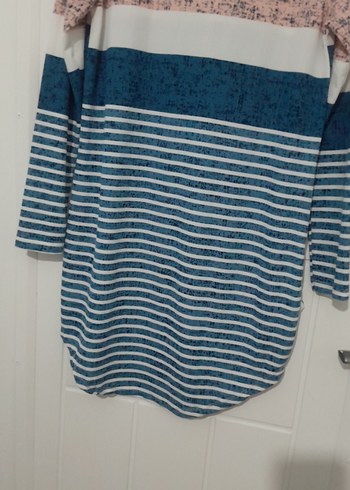 Uzun Kollu, Renkli Çizgili Kadın Gömlek tunik - Görsel 8