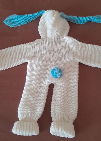 Bebek Erkek Örgü Beyaz Tulumu - Görsel 9