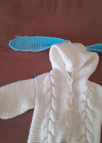 Bebek Erkek Örgü Beyaz Tulumu - Görsel 7