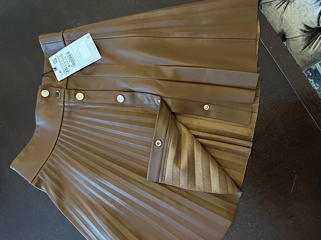 xs Beden Zara yeni etiketli taba deri etek