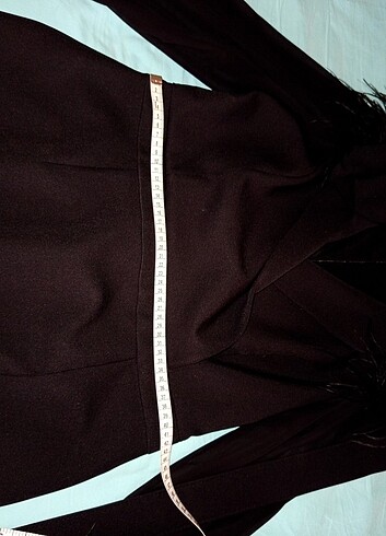 44 beden dalgıç kumaş tüy detaylı gece elbisesi - Görsel 9