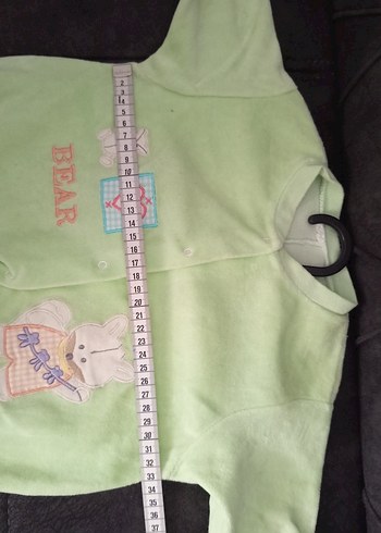 Kadife Nakışlı Yeşil Bebek Tulum - Görsel 4