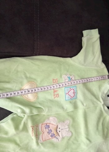 Kadife Nakışlı Yeşil Bebek Tulum - Görsel 5