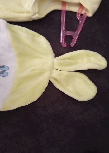 fıstık yeşiliı Tavşan Desenli Bebek Uyku Tulumu ve Şapka - Görsel 3